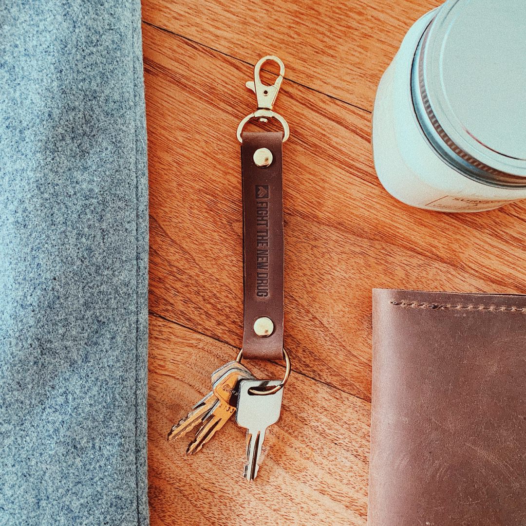Survivor Made Leather Strap Keychain