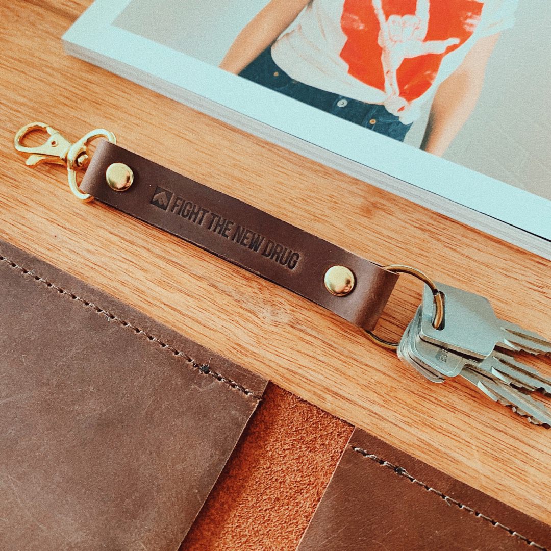 Survivor Made Leather Strap Keychain